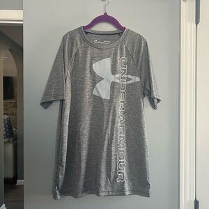 Boys Under Armour Heather Gray Logo Tee